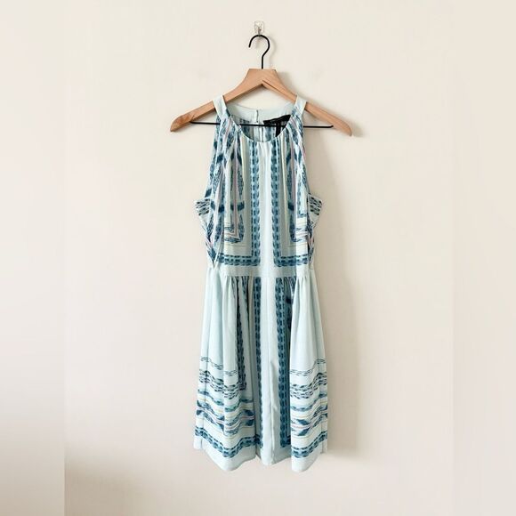 BCBGMaxazria Sleeveless Cambria Fit &Flare Dress in Light Blue Tapestry Print 8 - Picture 2 of 7